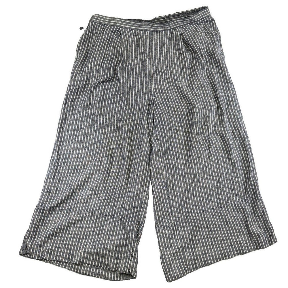 Banana Republic Striped Linen Blend Cropped Pants Wide Leg Size XL Boho Preppy